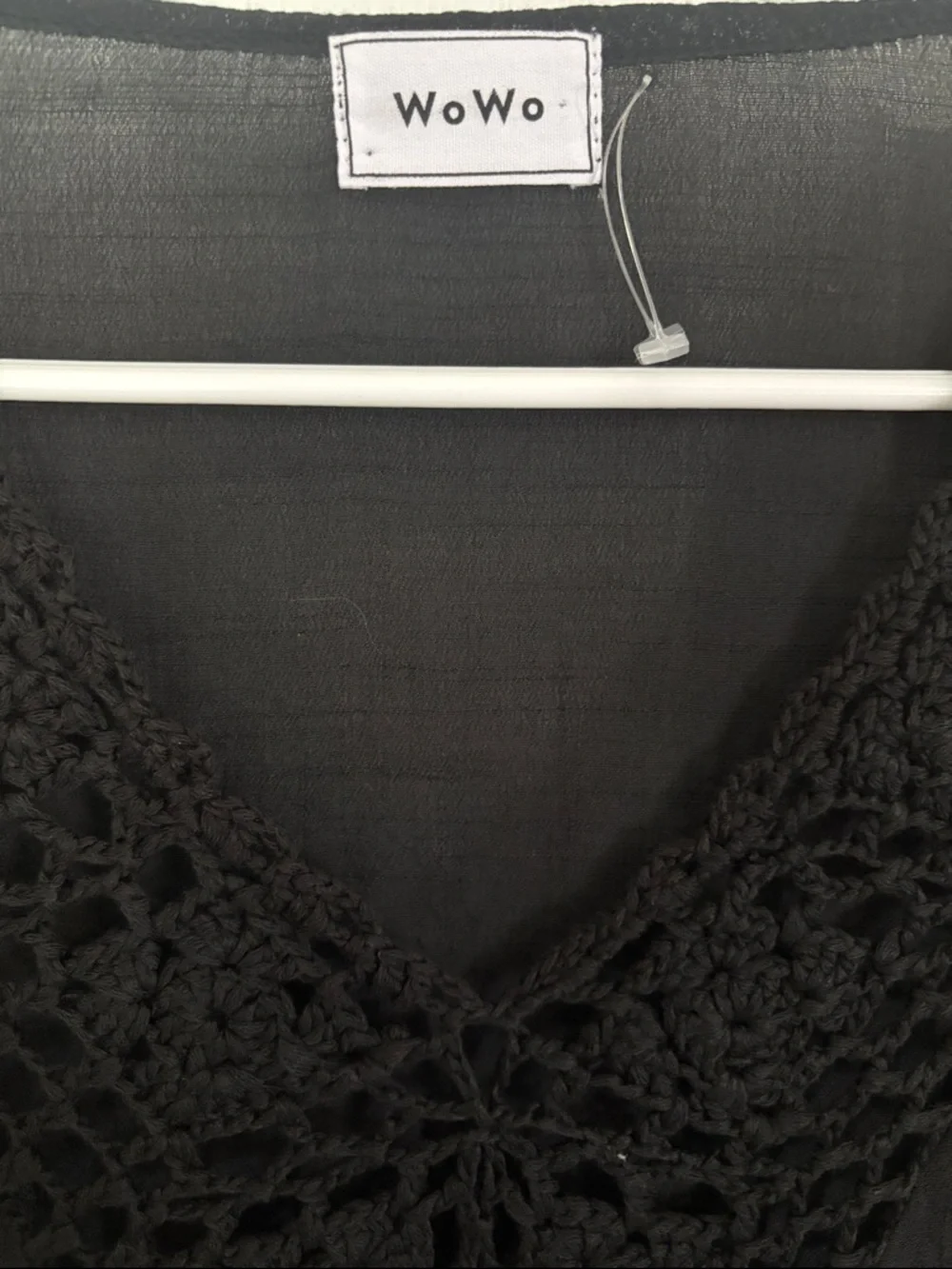 WoWo Black Crochet V-Neck Swim Coverup - Picture 2 of 9